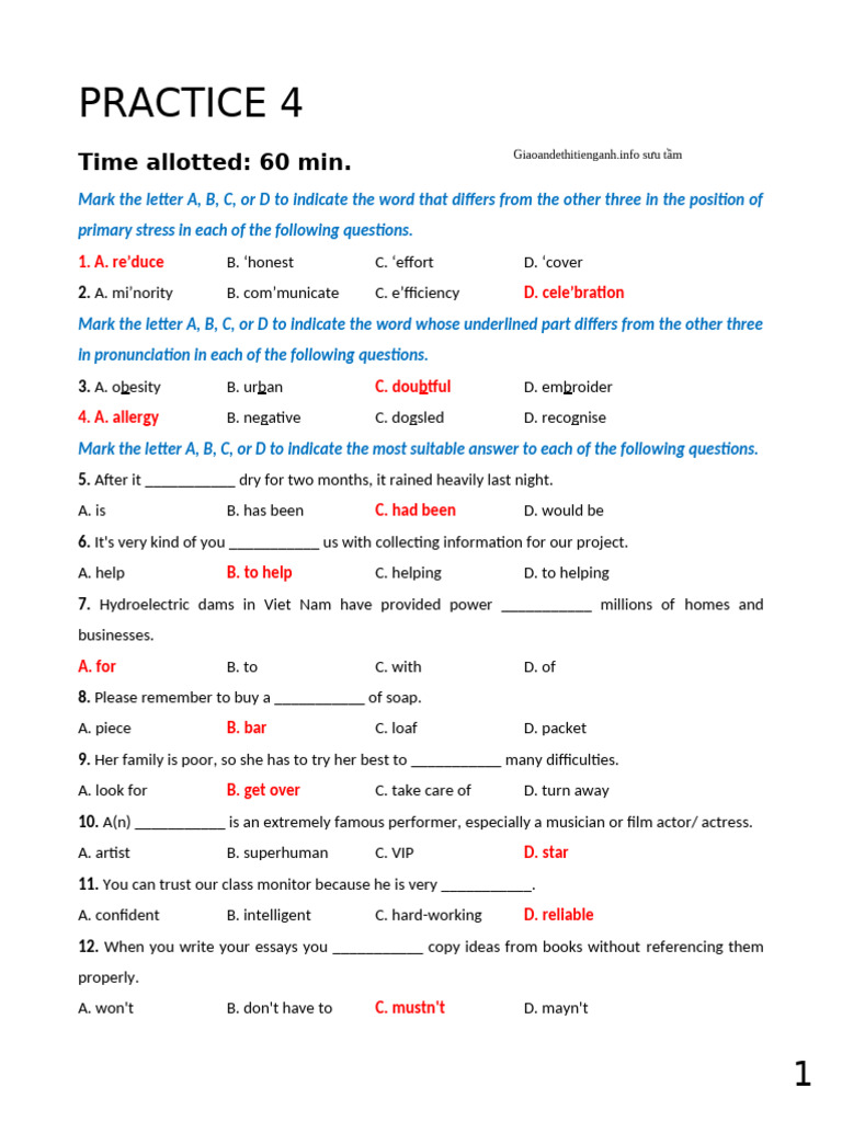 English Language Practice Exercises | PDF