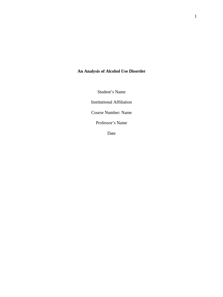 An Analysis of Alcohol Use Disorder. | PDF | Mental Disorder | Alcoholism