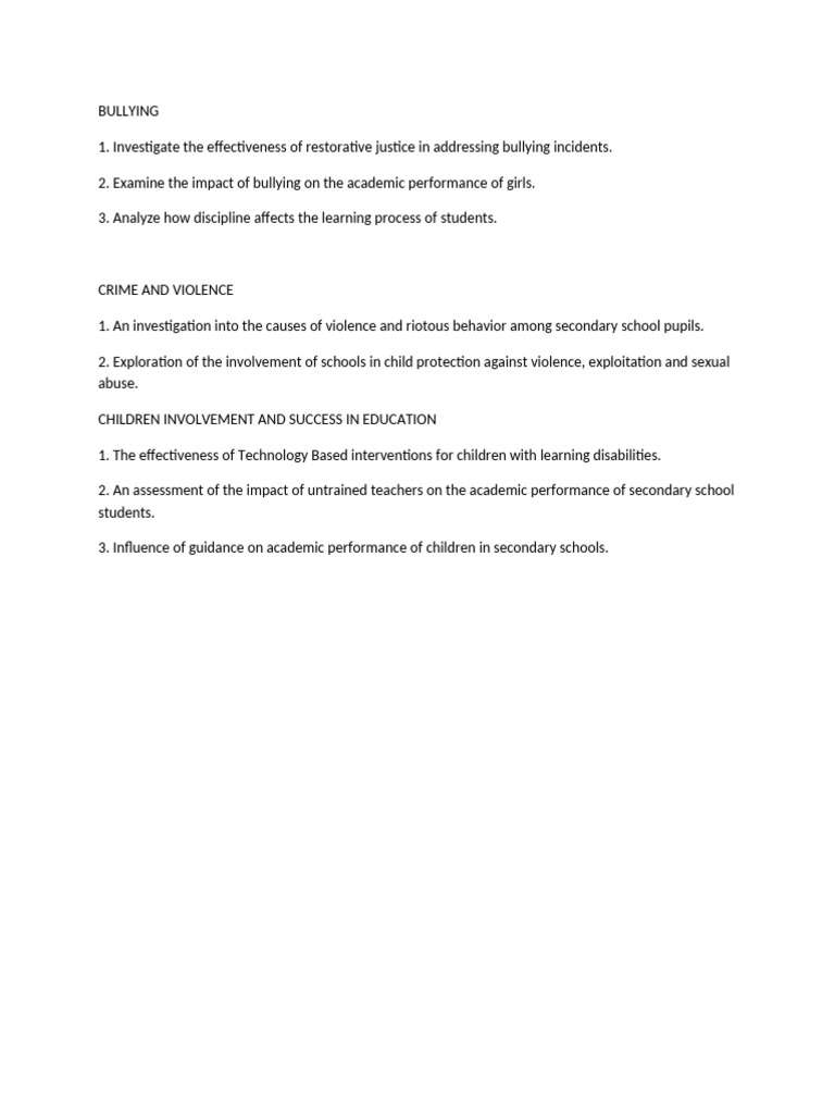 Addressing Bullying and Education Impact | PDF