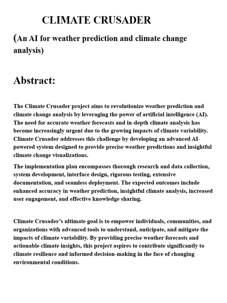 AI Weather Prediction & Climate Analysis | PDF | Artificial ...