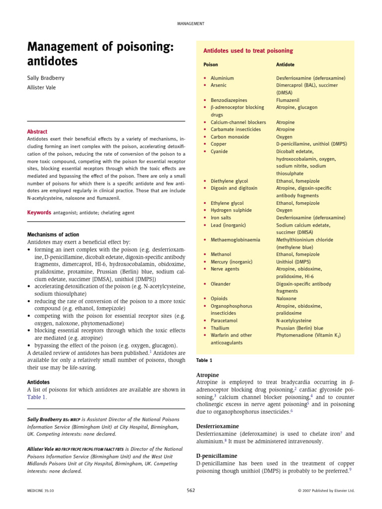 Management of Poisoning | PDF | Drugs | Chemical Substances
