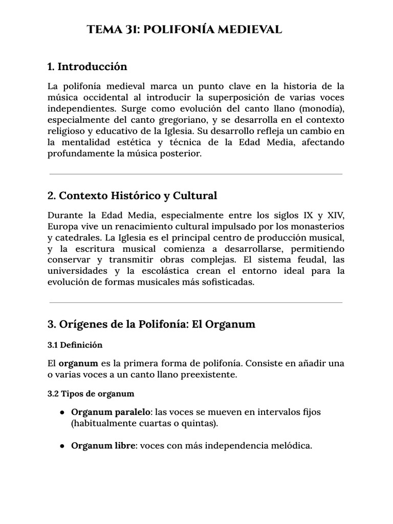 Polifonía Medieval y Organum Libre | PDF | Musicología | Composiciones ...