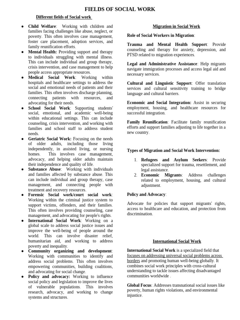 Key Fields in Social Work Explained | PDF | Social Work | Cybercrime