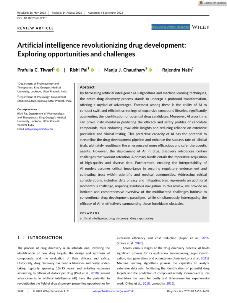AI in Drug Development: Challenges & Opportunities | PDF | Drug ...