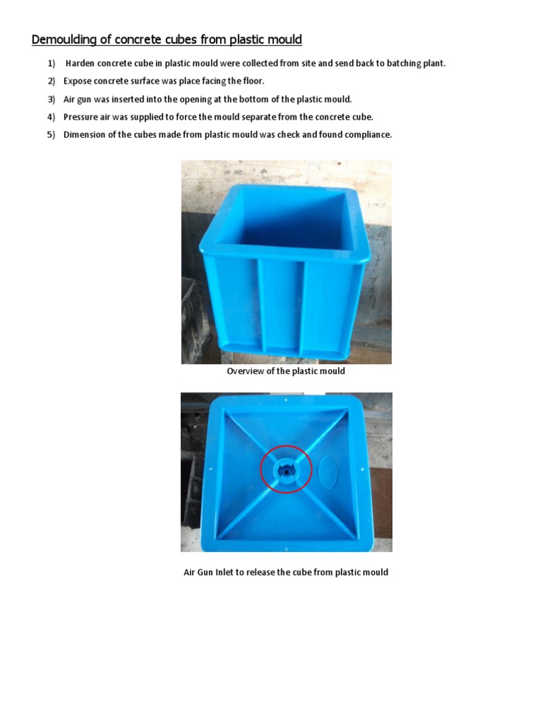 Concrete Cube Demoulding Process | PDF | Concrete | Gas Technologies