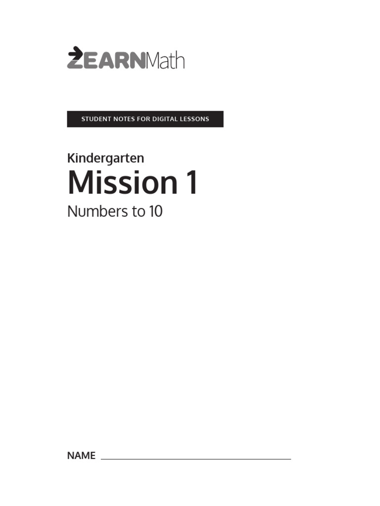 Zearn Math: Kindergarten Numbers 0-10 | PDF