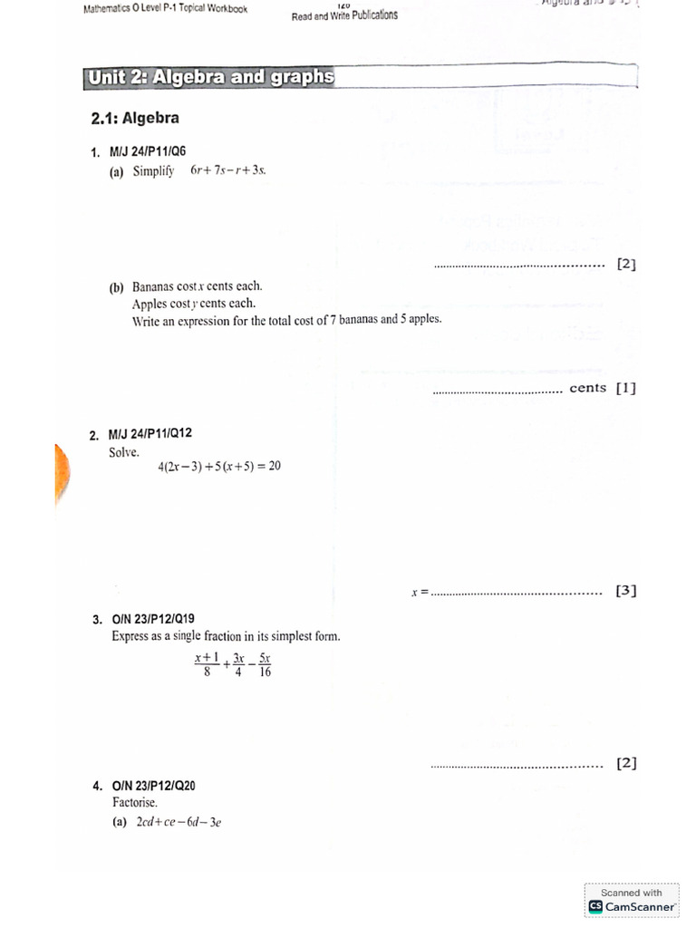 Unit 2 - Algebra and Graphs | PDF