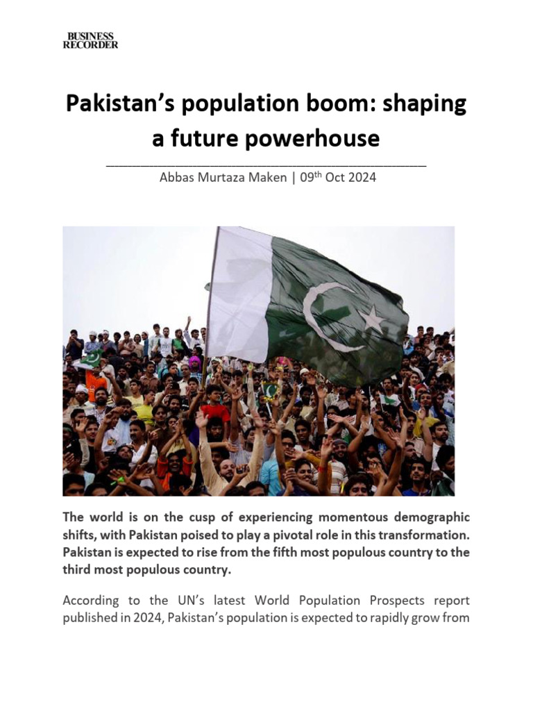 Pakistan's Population Boom: Future Powerhouse | PDF | Total Fertility ...