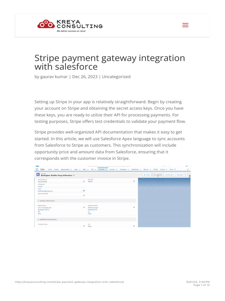 Stripe-Salesforce Integration Guide | PDF | Computer Programming ...