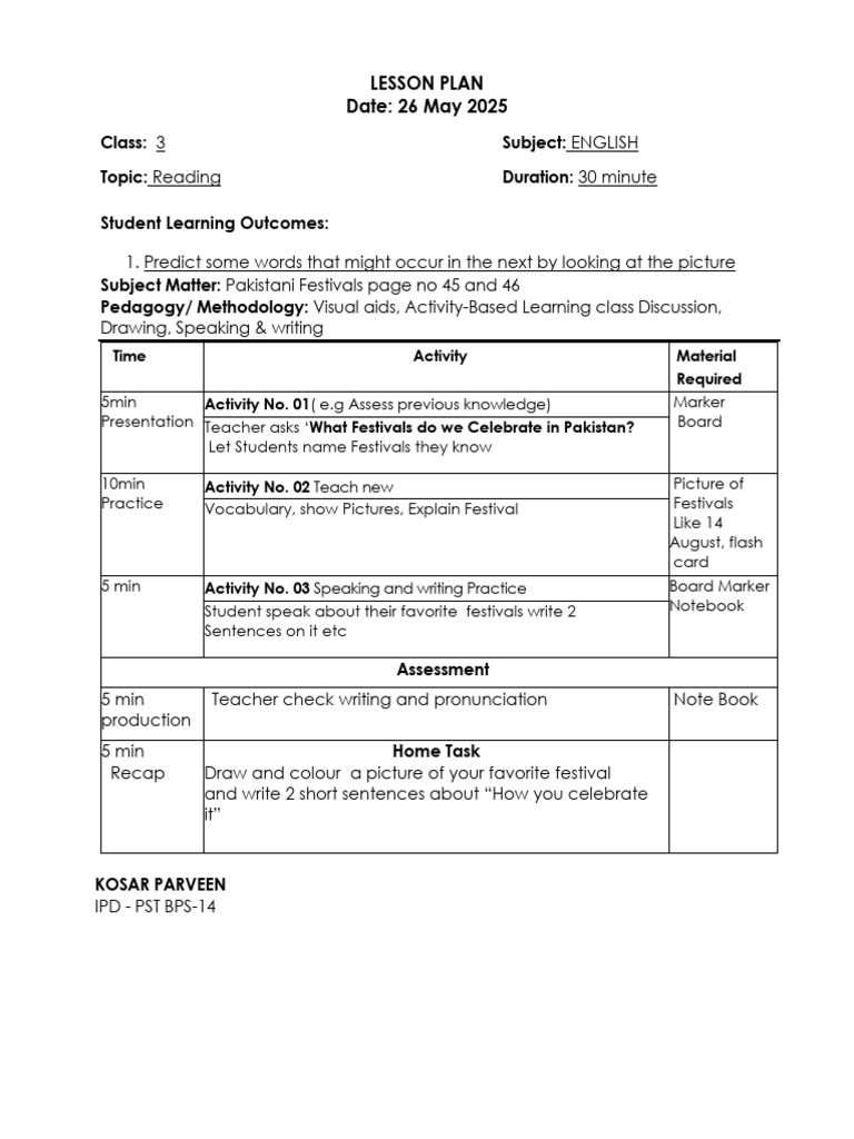 Lesson Plan Day 15 | PDF