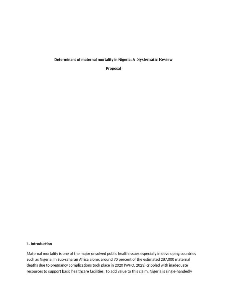 Maternal Mortality Factors in Nigeria | PDF | Maternal Death ...
