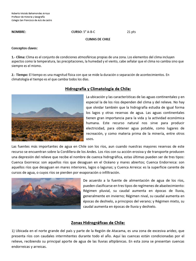 Climas y Regiones Naturales de Chile | PDF | Chile | Clima