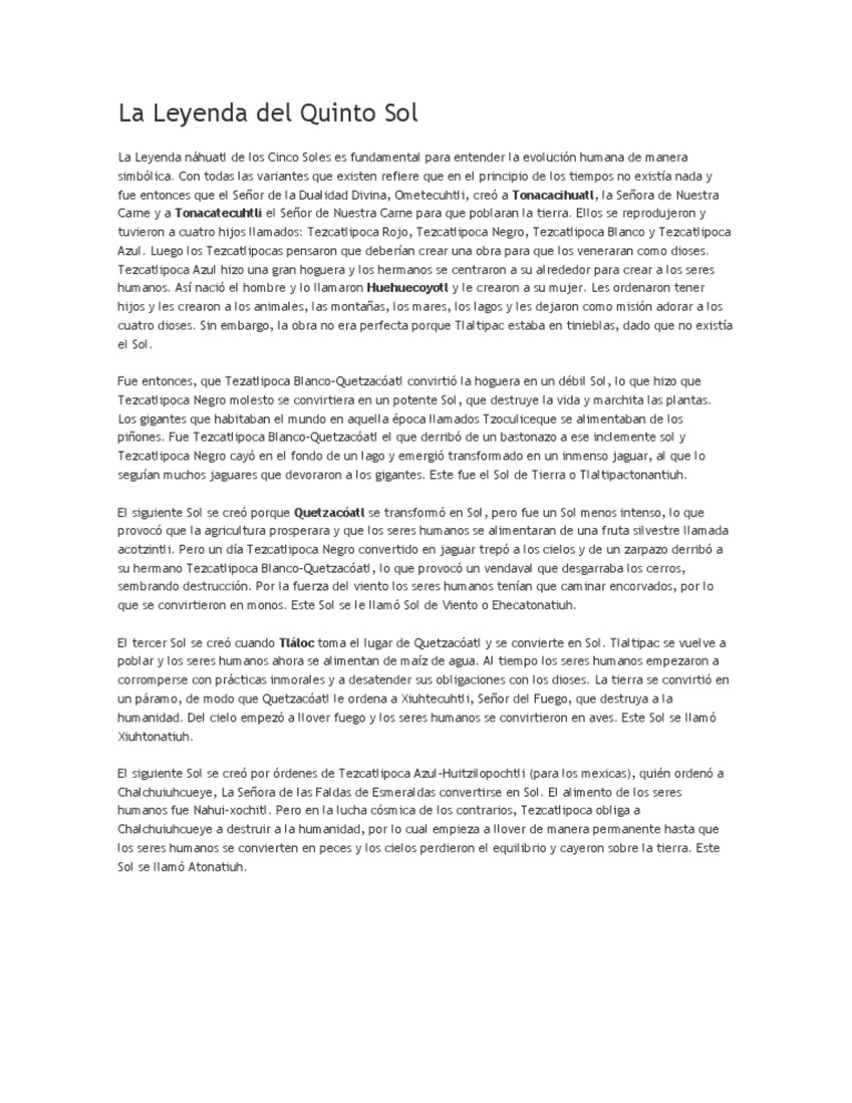 La Leyenda Del Quinto Sol Dom Religión y creencia