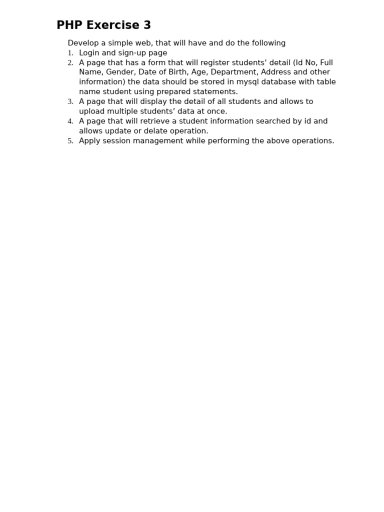 PHP Student Management Web App | PDF