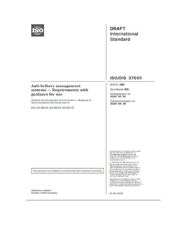 Draft ISO 37001 | PDF
