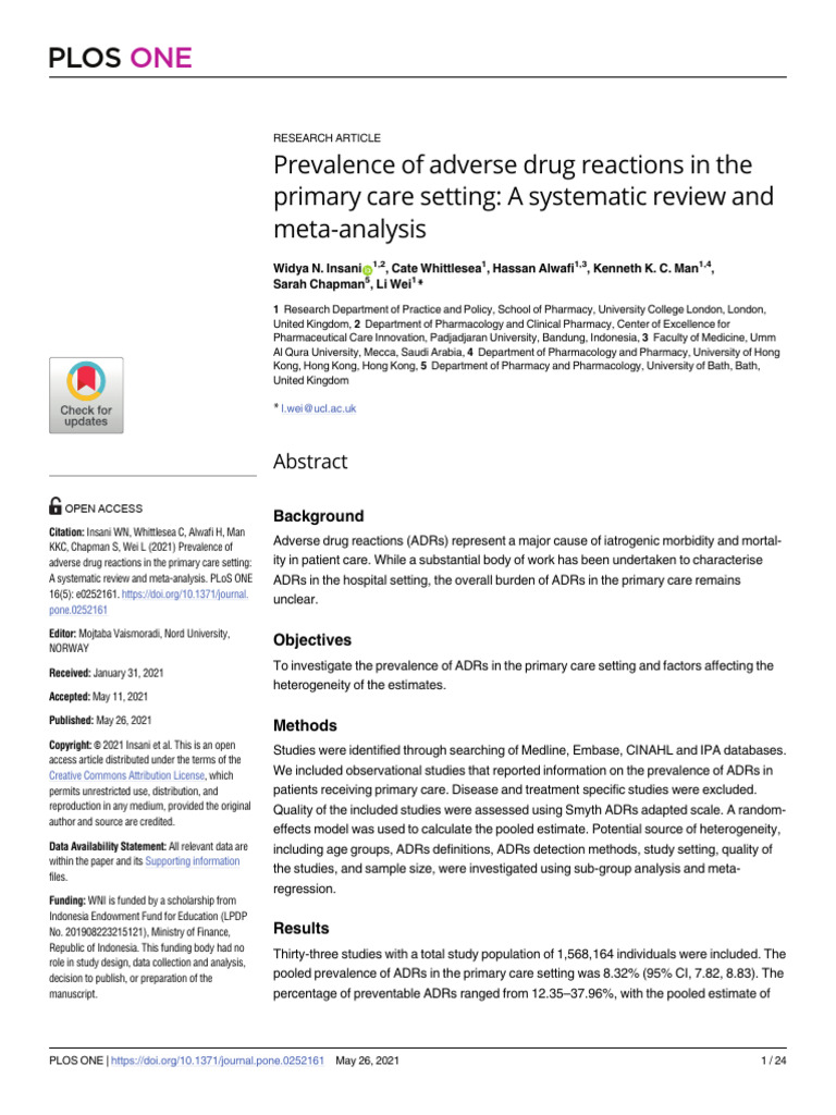 Journal Pone 0252161 | PDF | Systematic Review | Meta Analysis