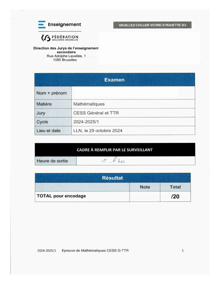 CESS-G Maths 2024-2025 - 1 | PDF