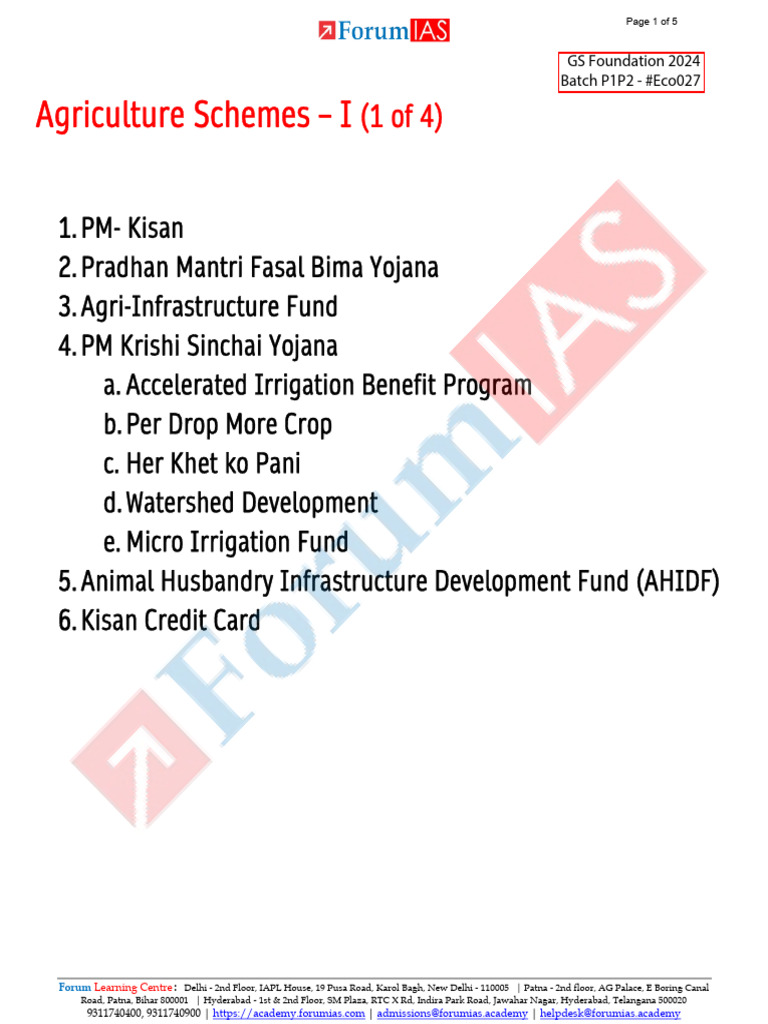 Eco 27 P1P2 Agriculture Schemes III 4215 | PDF