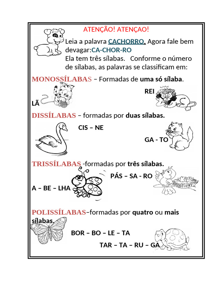 Sílabas da palavra 