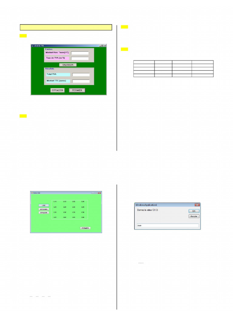 Programmation Visual Basic : Exercices TD | PDF | Stock | euro
