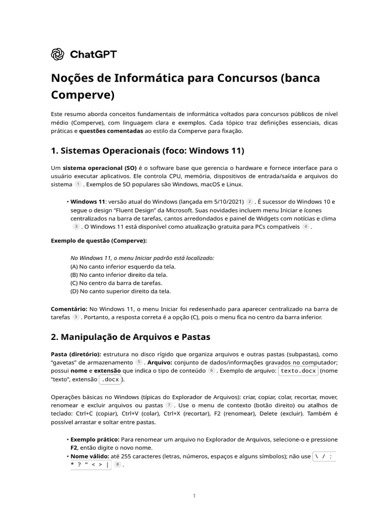 Informática Básica para Concursos Comperve | PDF | Rede de computadores ...