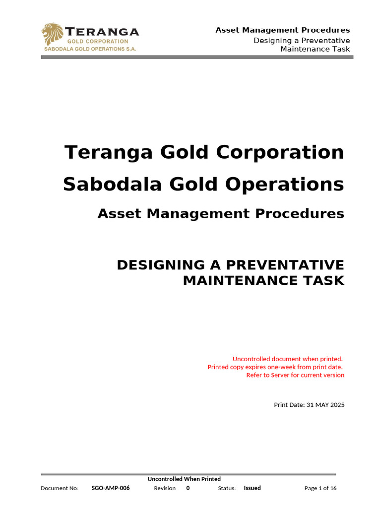 SGO-AMP-006 - Design PM Tasks | PDF | Reliability Engineering