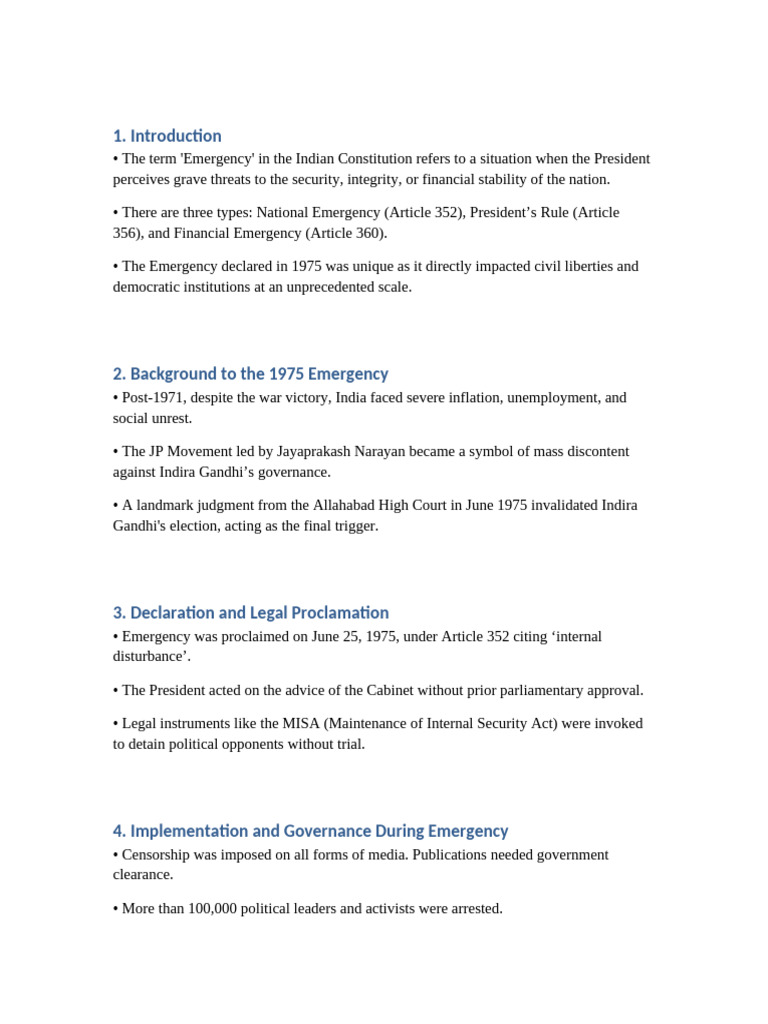 Imposition of Emergency 30 Page Project | PDF | Government | Justice