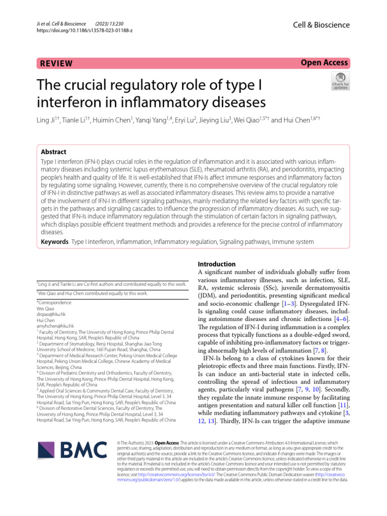 Role of Type I Interferon in Inflammation | PDF | Toll Like Receptor ...