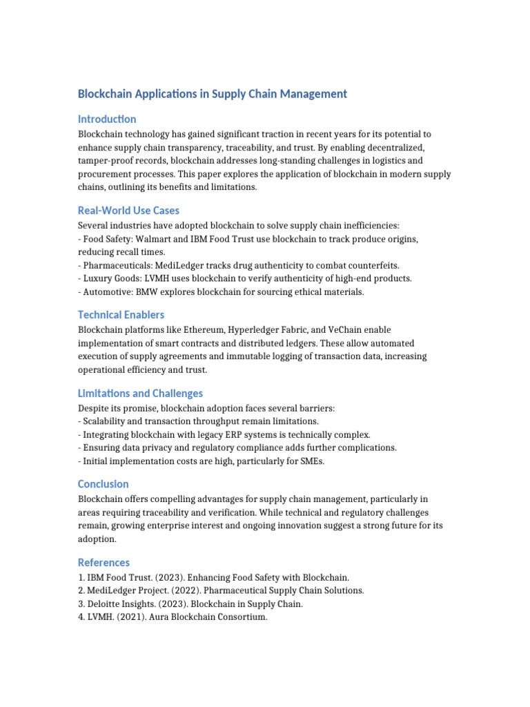 Blockchain in Supply Chain Management | PDF