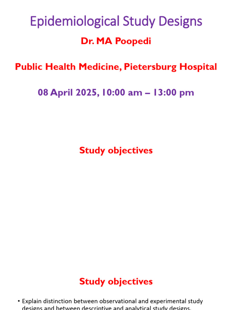 Epidemiological Study Designs 08 April 2025 | PDF | Relative Risk ...