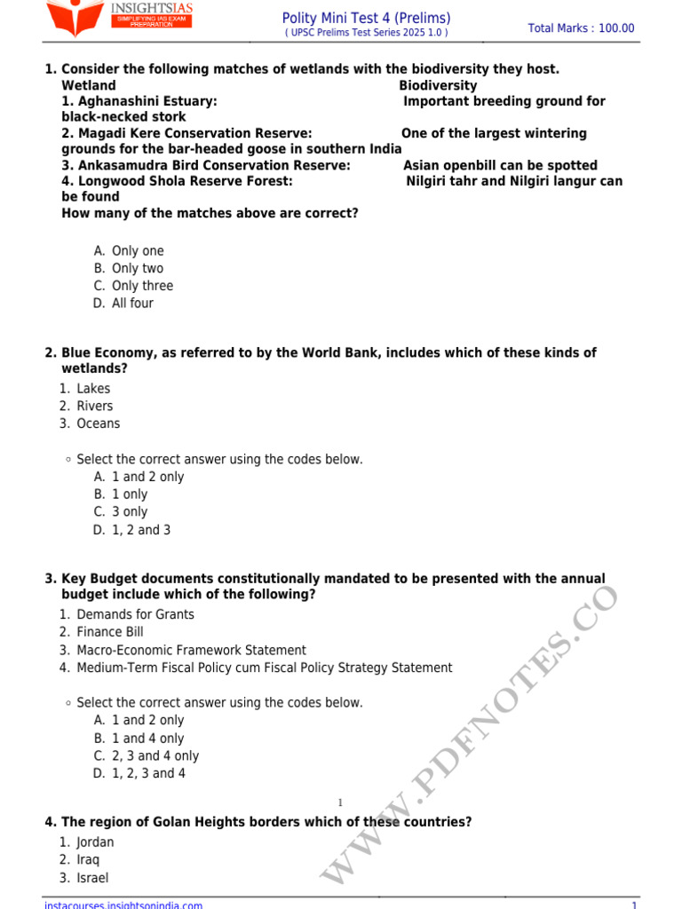 Insight Pre 2025 TEST 4 | PDF | Government Budget Balance | Government