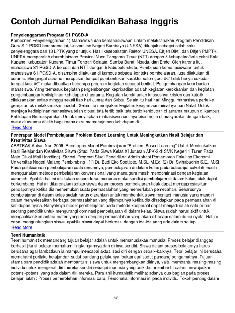 Contoh Jurnal Pendidikan Bahasa Inggris