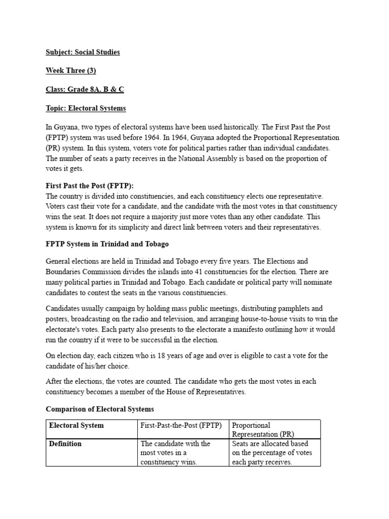 Guyana's Electoral Systems Explained | PDF | Electoral District | Voting