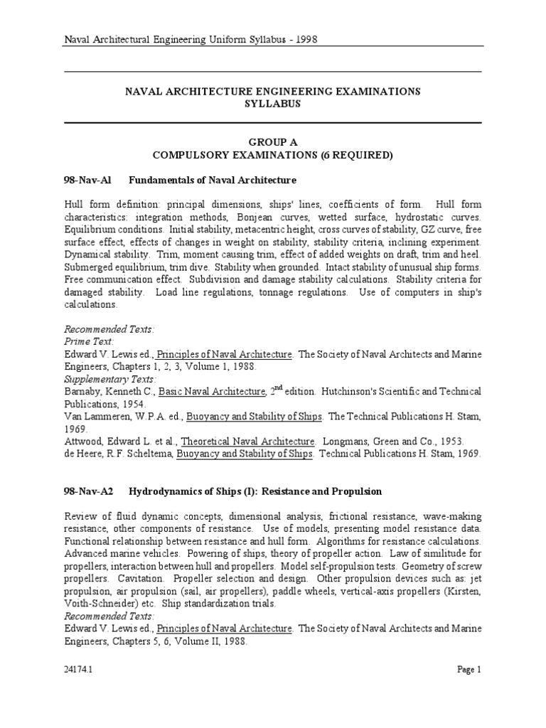 NAVAL ARCHITECTURE AND OFFSHORE ENGINEERING SYLLABUS visual data 2