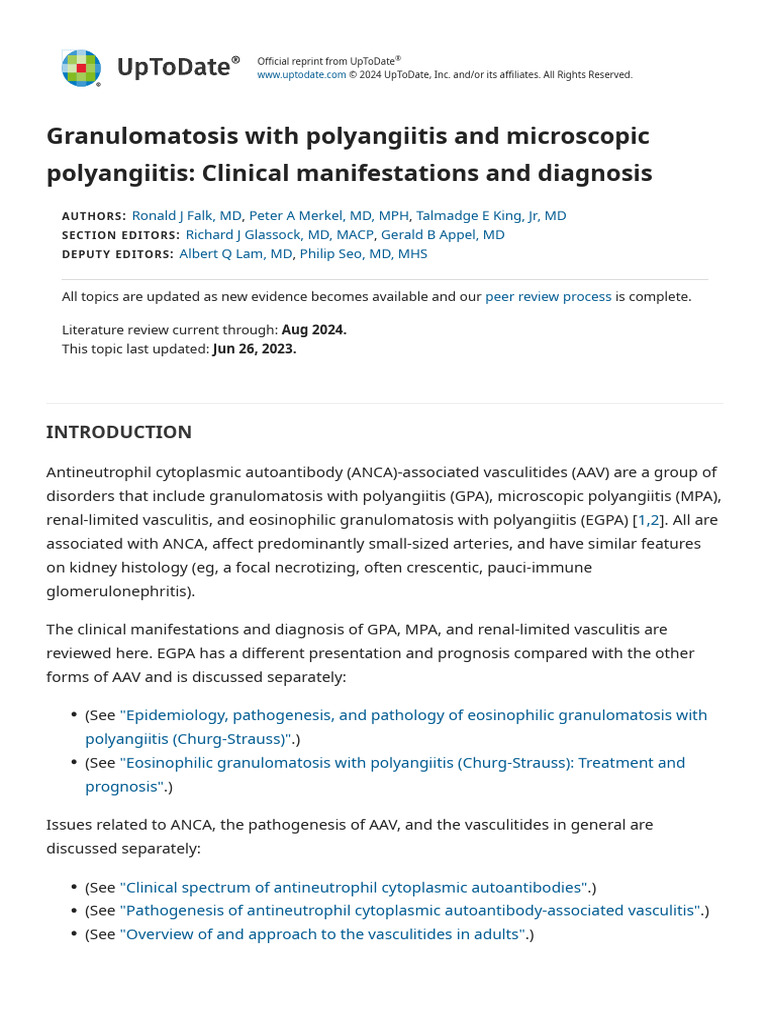 Granulomatosis with Polyangiitis Overview | PDF | Medical Specialties ...