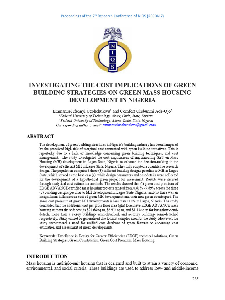 View of Investigating The Cost Implications of Green | PDF | Green Building ...