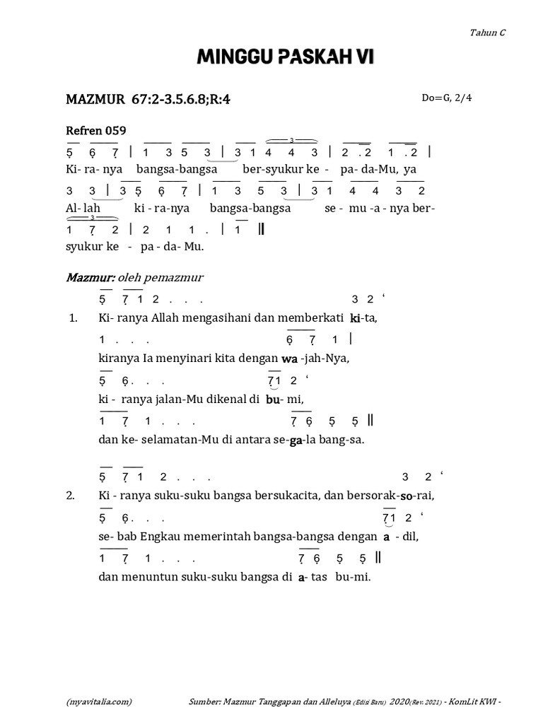 Mazmur EB - Minggu Paskah VI - C | PDF