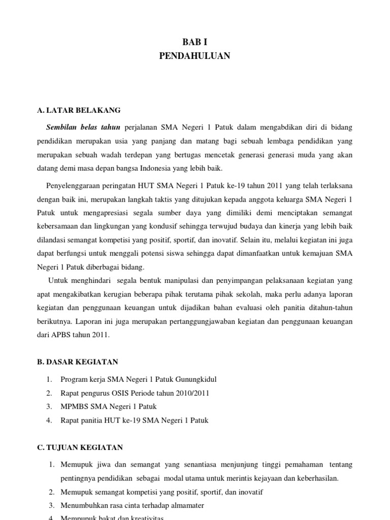 Laporan Pelaksanaan Hut Sma 1 Patuk