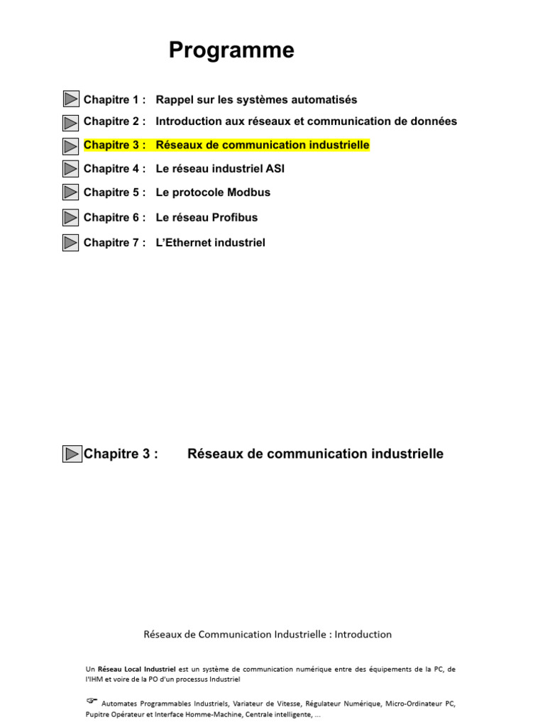 Introduction aux Réseaux Industriels | PDF | Automate programmable ...