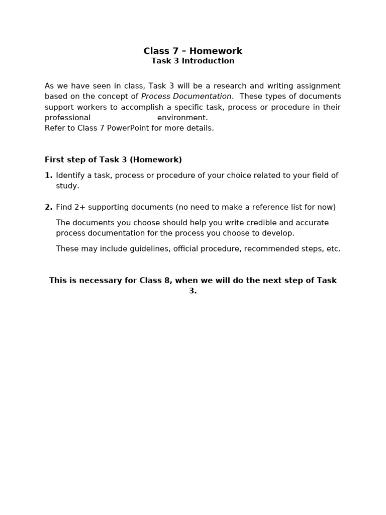 Process Writing Assignment for Class 8 | PDF