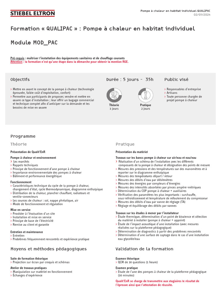 Formation QUALIPAC : Pompe à chaleur | PDF | Pompe à chaleur | Chaleur