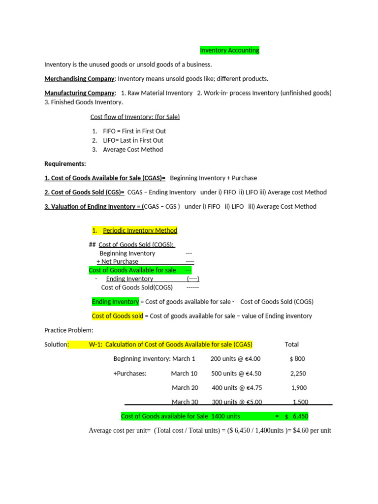 Inventory Accounting | PDF | Cost Of Goods Sold | Inventory