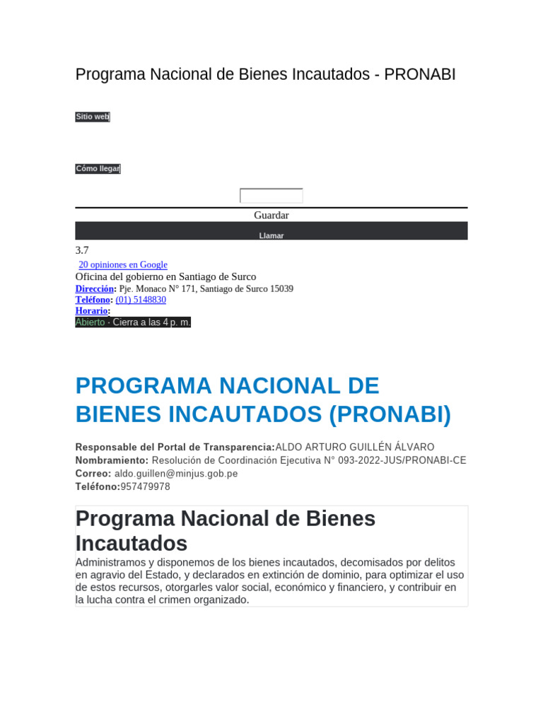 Programa Nacional de Bienes Incautados | PDF