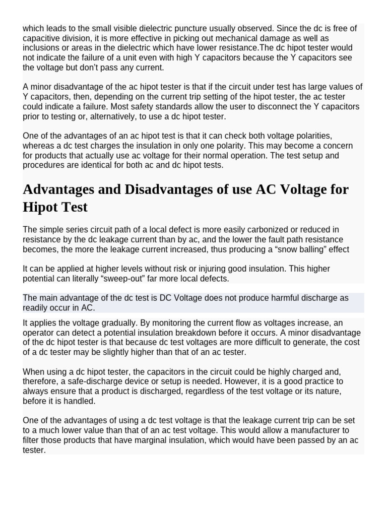 High Potential Hipot Test12 | PDF | Capacitor | Direct Current