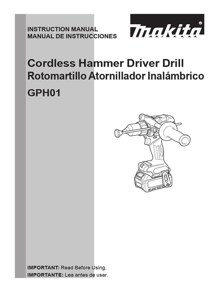 Cordless Hammer Drill GPH01 Manual | PDF | Drilling | Drill