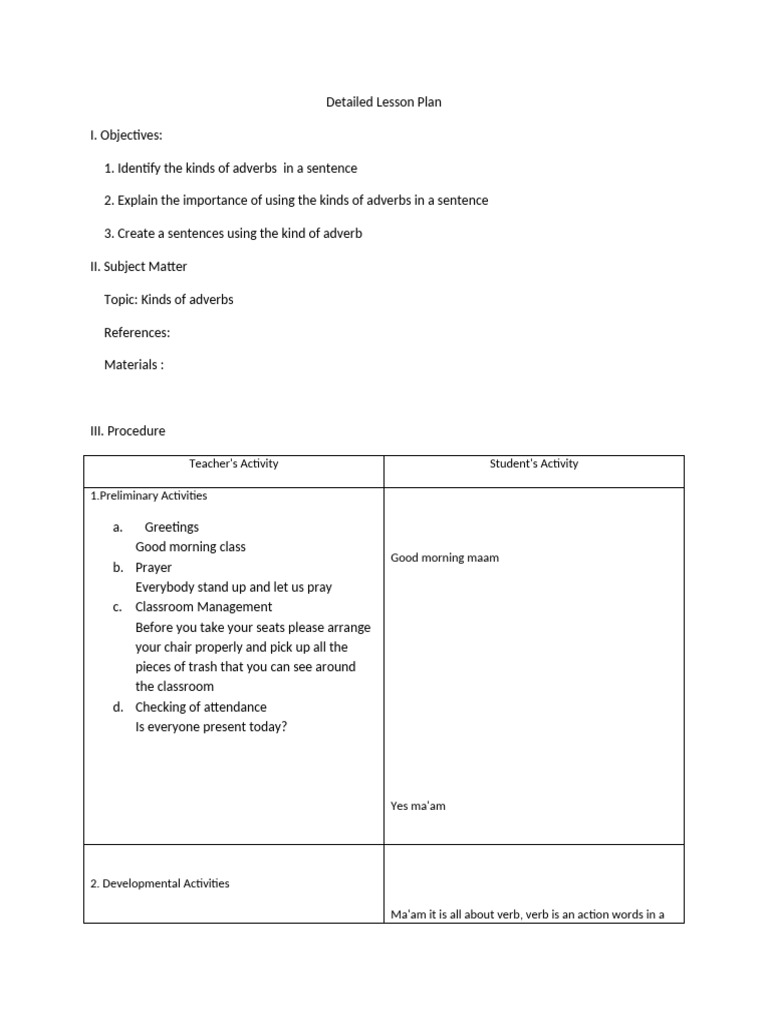 Detailed Lesson-WPS Office | PDF | Adverb | Linguistic Typology