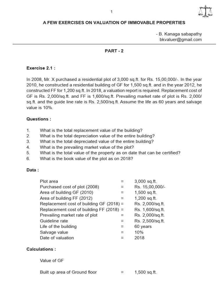 Property Valuation Exercises and Calculations | PDF | Depreciation ...
