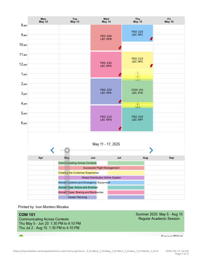 Seneca Visual Schedule for Summer 2025 | PDF | Aviation | Jet Aircraft