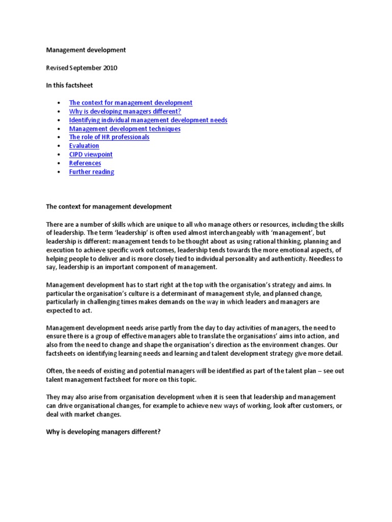 Management Development Techniques and Needs | PDF | Mentorship | Leadership