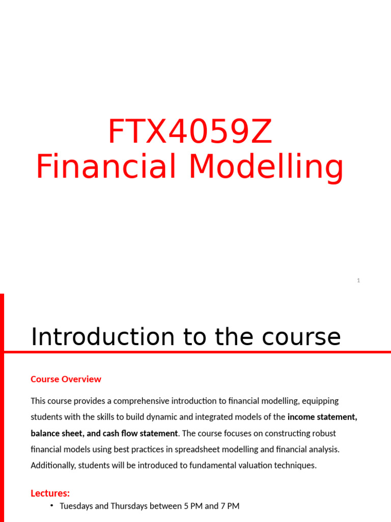 Financial Modelling Course Overview | PDF | Valuation (Finance